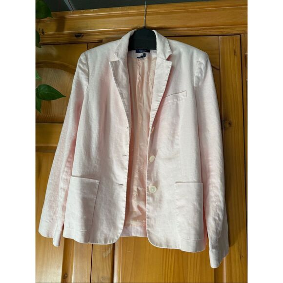 Chaps 100% Linen Blazer Sport Coat Jacket Pink Women’s SZ 10 - Picture 1 of 11